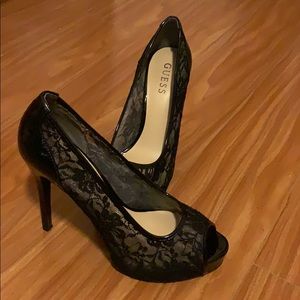 GUESS Black Lace Heels